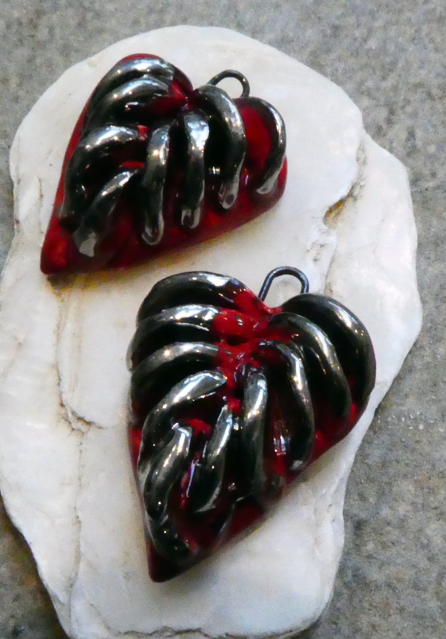 Ceramic Segmented Heart Earring Charms