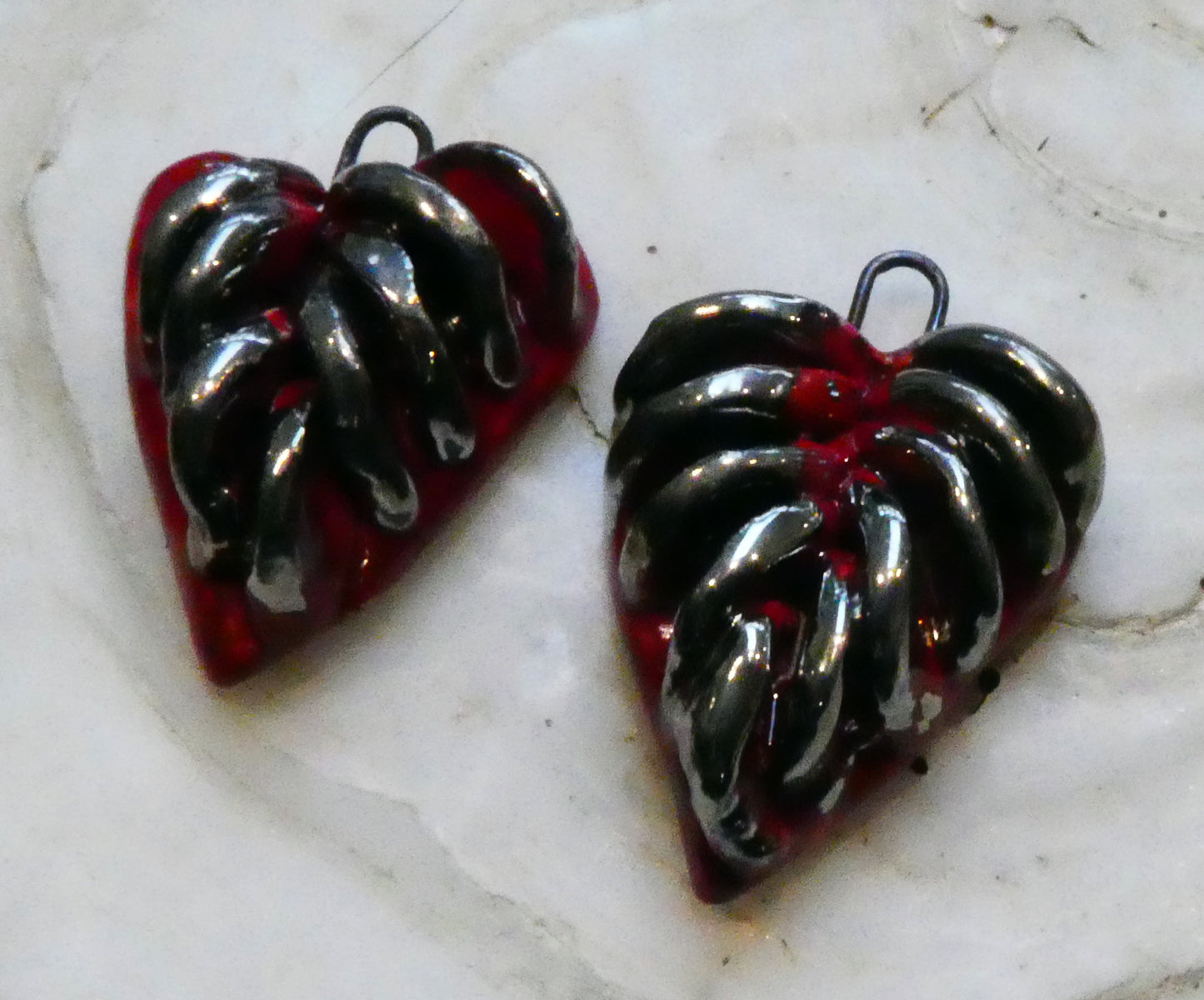 Ceramic Segmented Heart Earring Charms