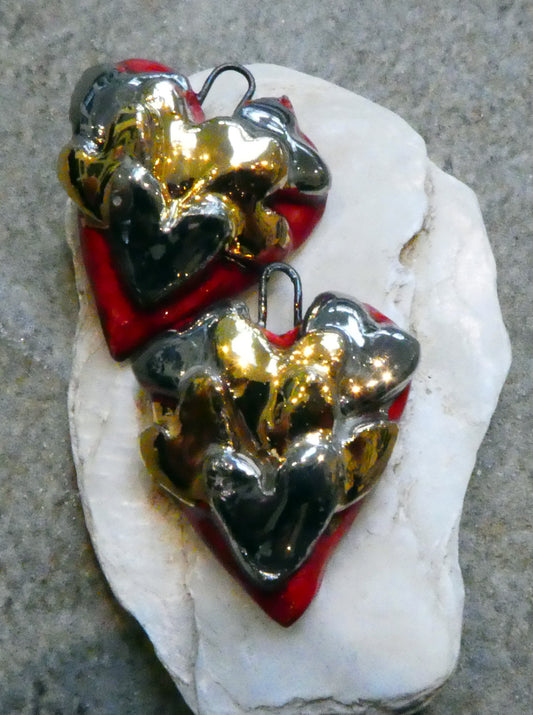 Ceramic Layered Heart Earring Charms