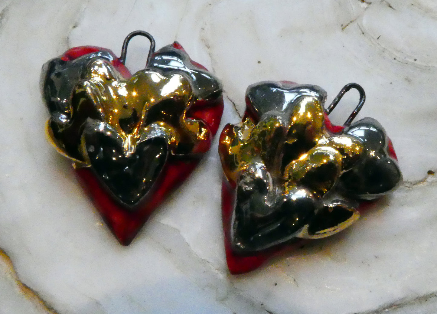 Ceramic Layered Heart Earring Charms