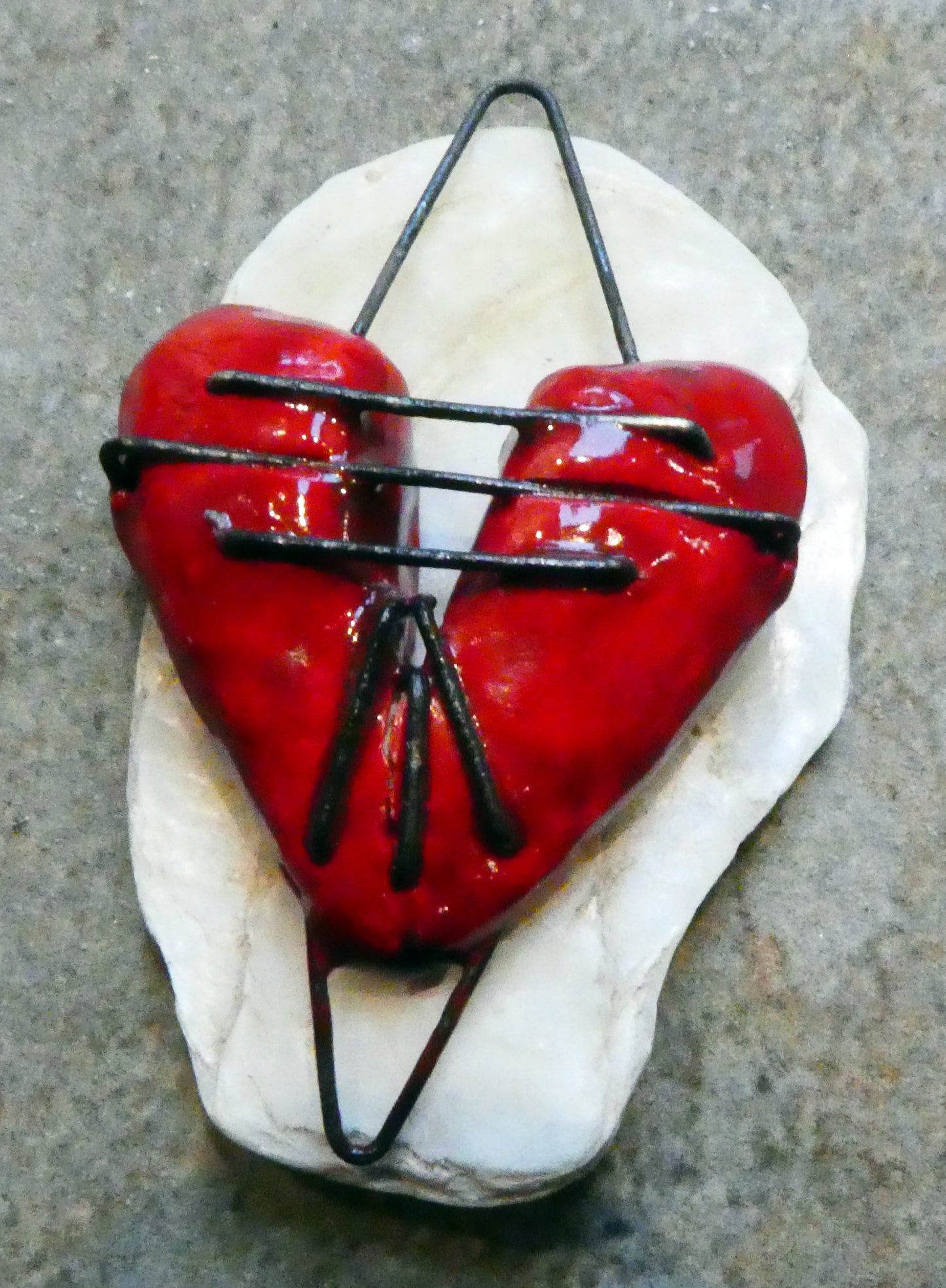 Ceramic Stapled Heart Earring Connectors
