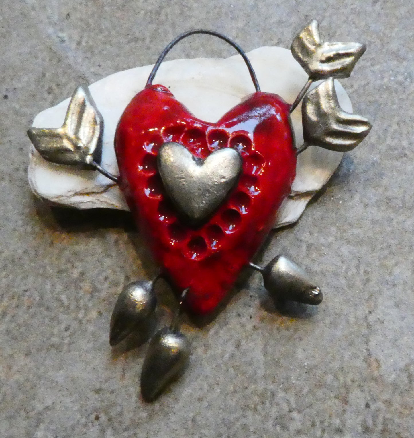 Ceramic Crazy Cupid Heart Pendant