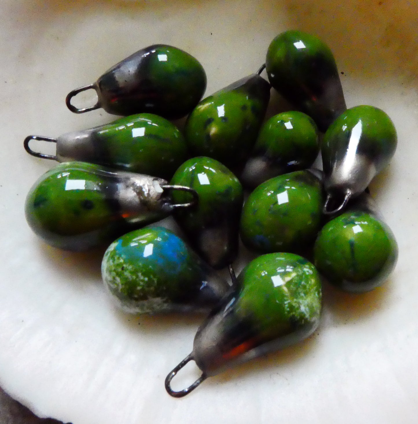 Ceramic Drops Earring Charms -Spotted Kiwi