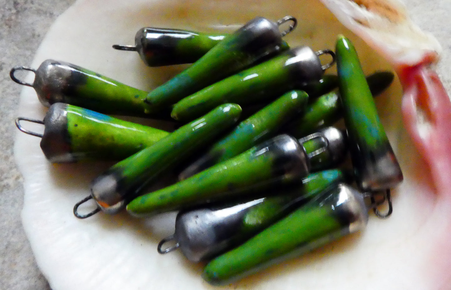 Ceramic Spikes Earring Charms - Spotted Kiwi