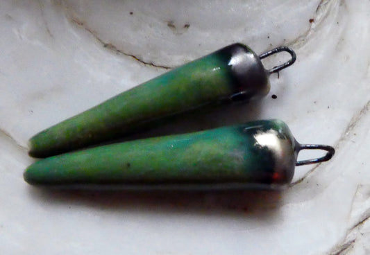 Ceramic Spikes Earring Charms - Fern