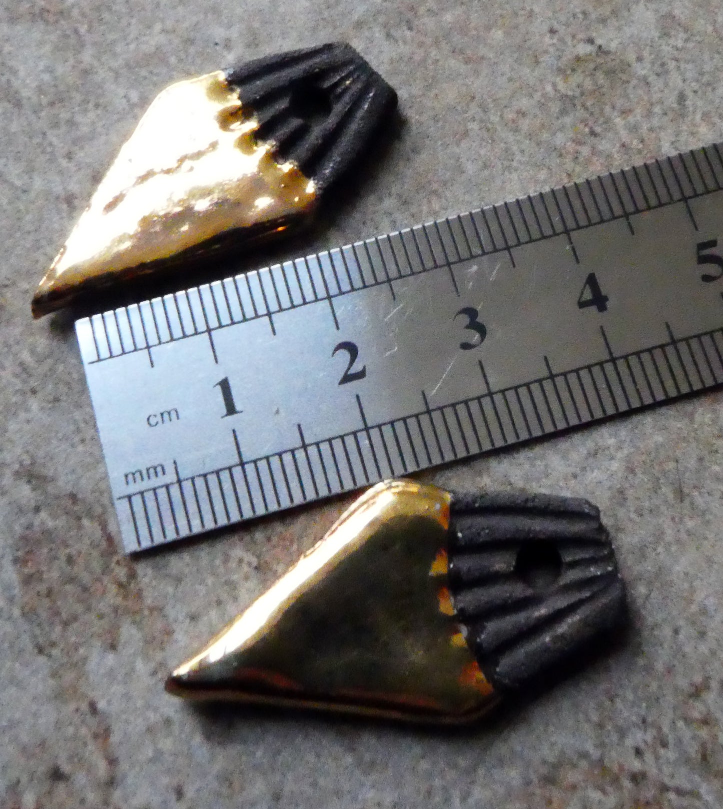 Ceramic Dark Pointy Shard Charms - Gold Lustre