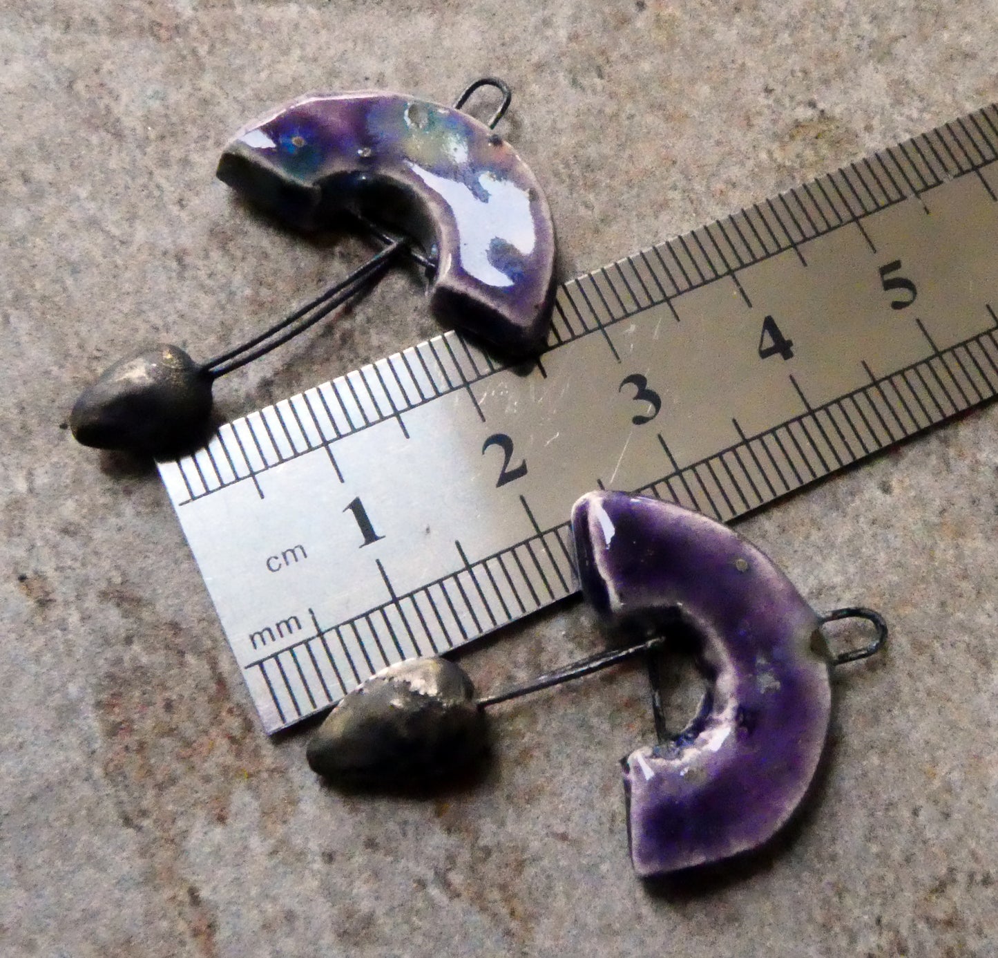 Ceramic Semi Circle Dangles - Cosmic Grape