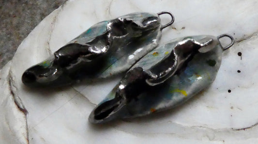 Ceramic Frilly Front Earring Charms -Mountain Moss