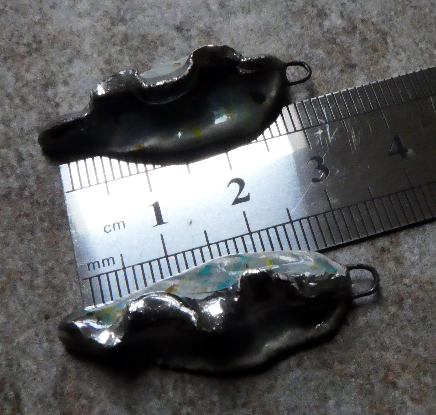 Ceramic Frilly Front Earring Charms -Mountain Moss