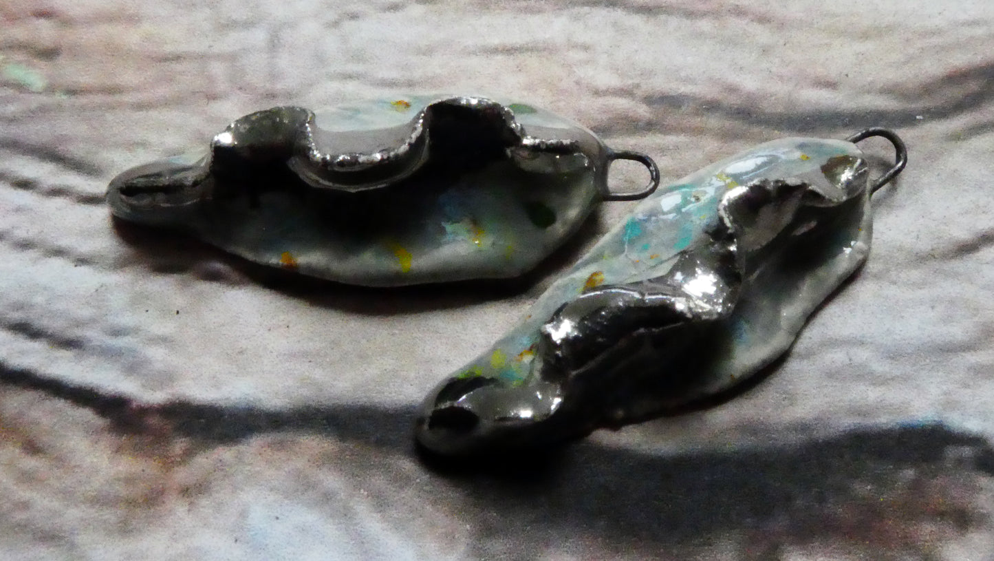 Ceramic Frilly Front Earring Charms -Mountain Moss
