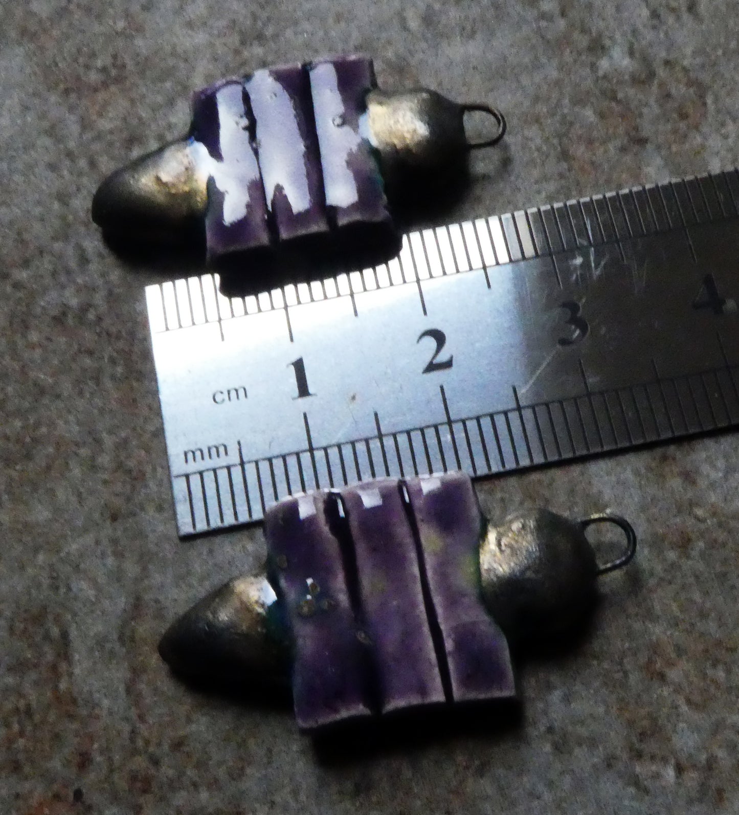 Ceramic Tablet and Spike Earring Charms - Cosmic Grape