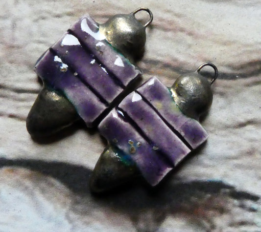 Ceramic Tablet and Spike Earring Charms - Cosmic Grape