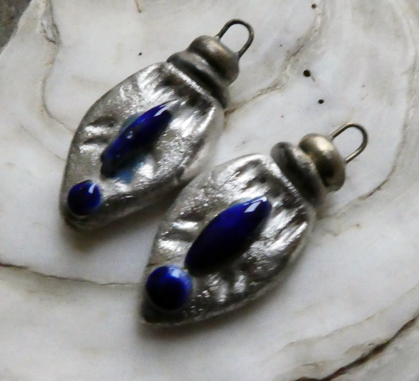 Ceramic Tuareg Inspired Bottle Charms -Mirror Blue