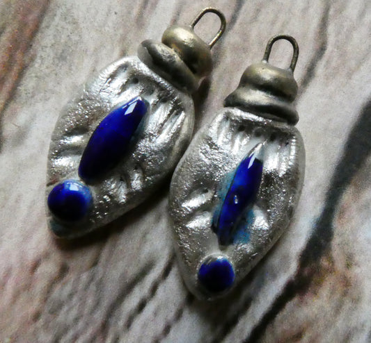 Ceramic Tuareg Inspired Bottle Charms -Mirror Blue