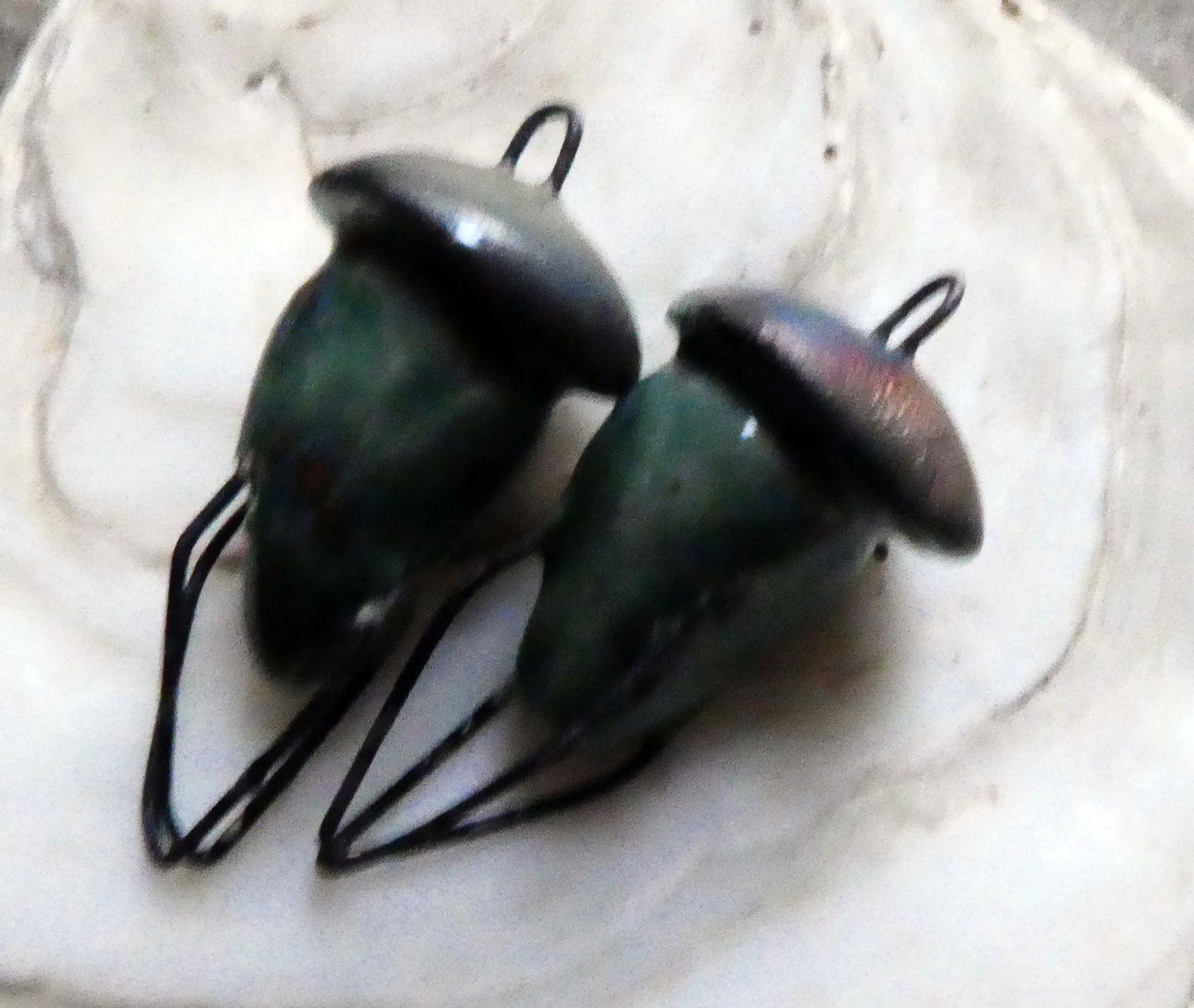 Ceramic Sea Creature Earring Connectors - Mystic Jade