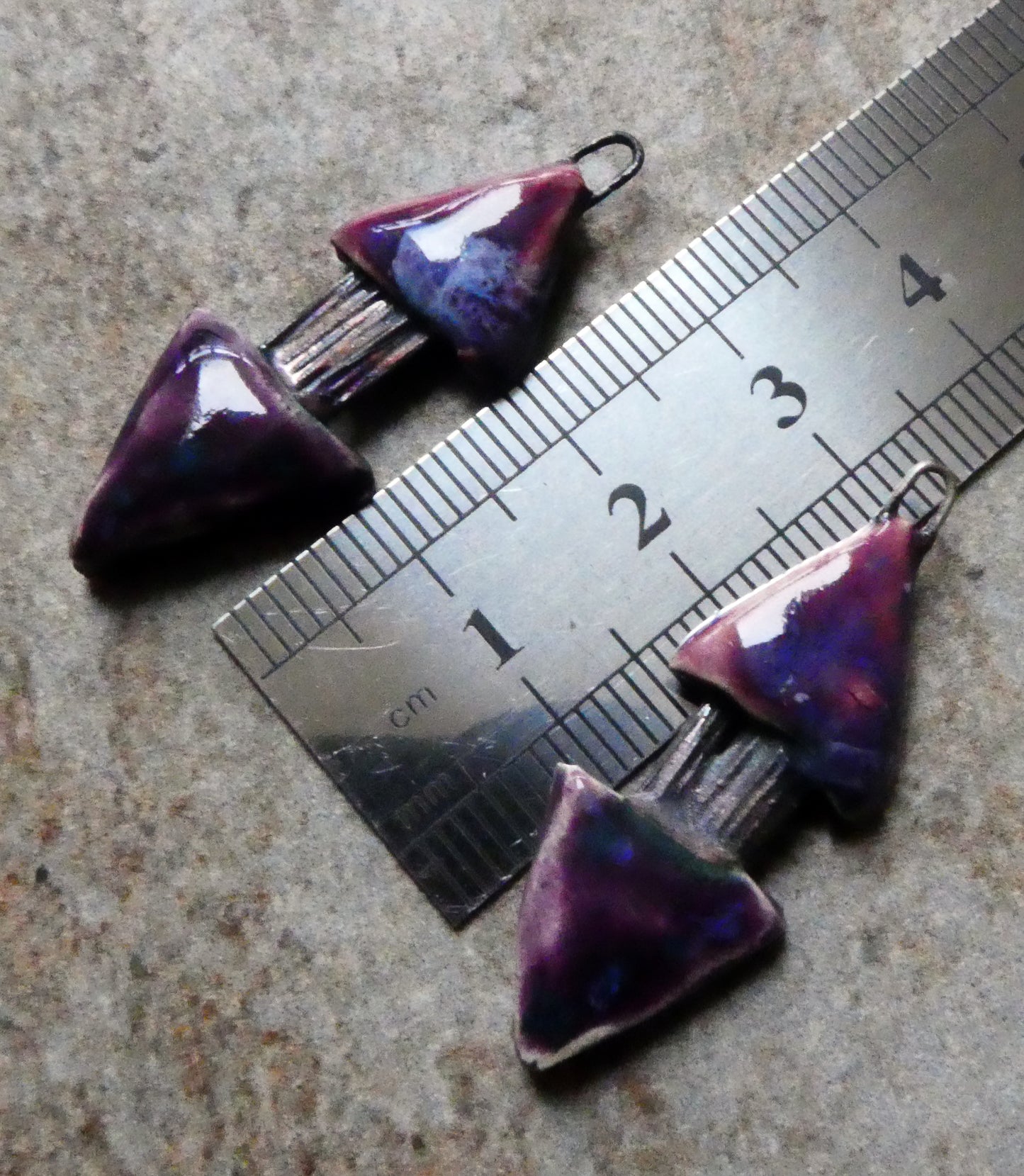 Ceramic Double Triangle Multi Strand Earring Charms - Plum Jelly and La Fiesta