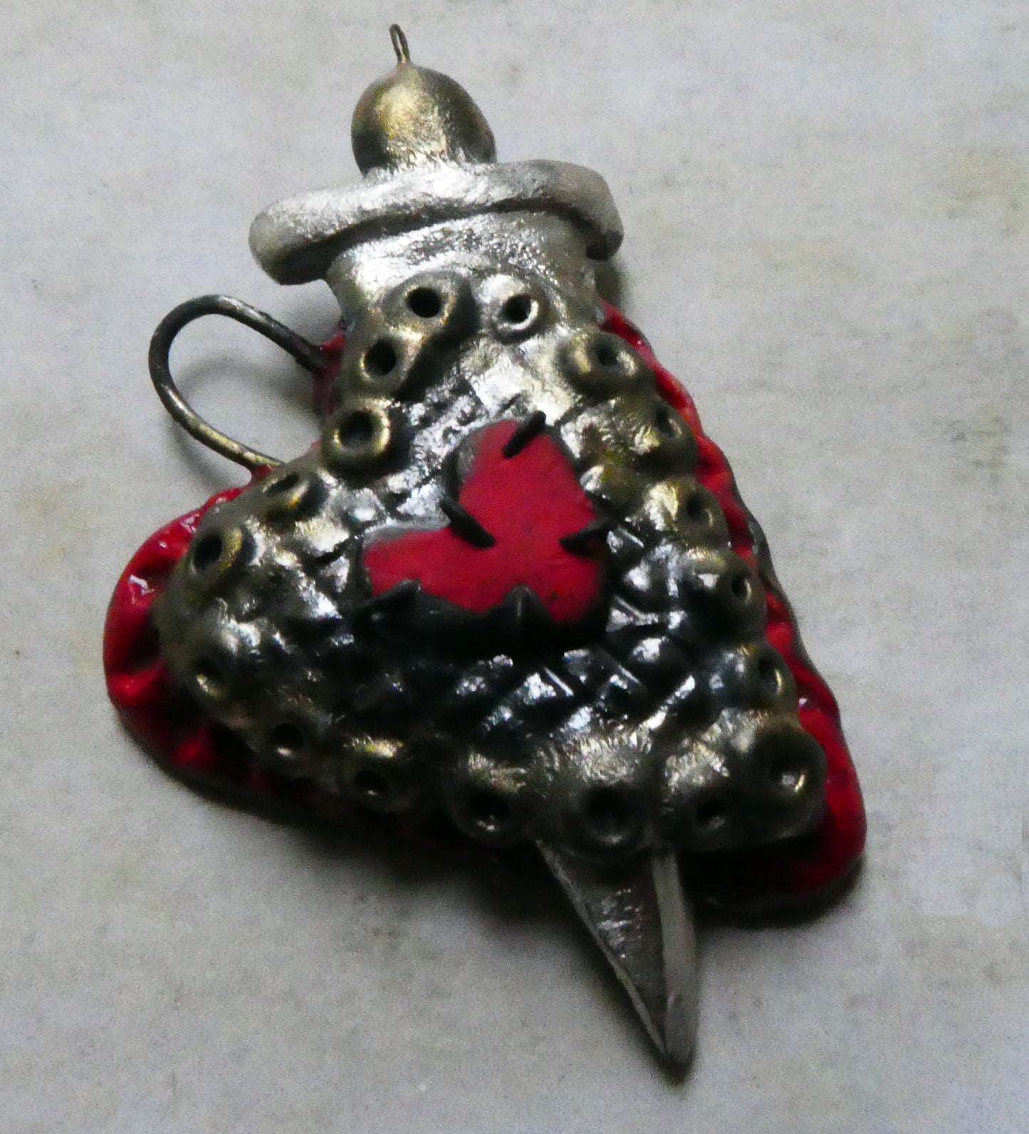 Ceramic Haitian Voodoo Heart Pendant