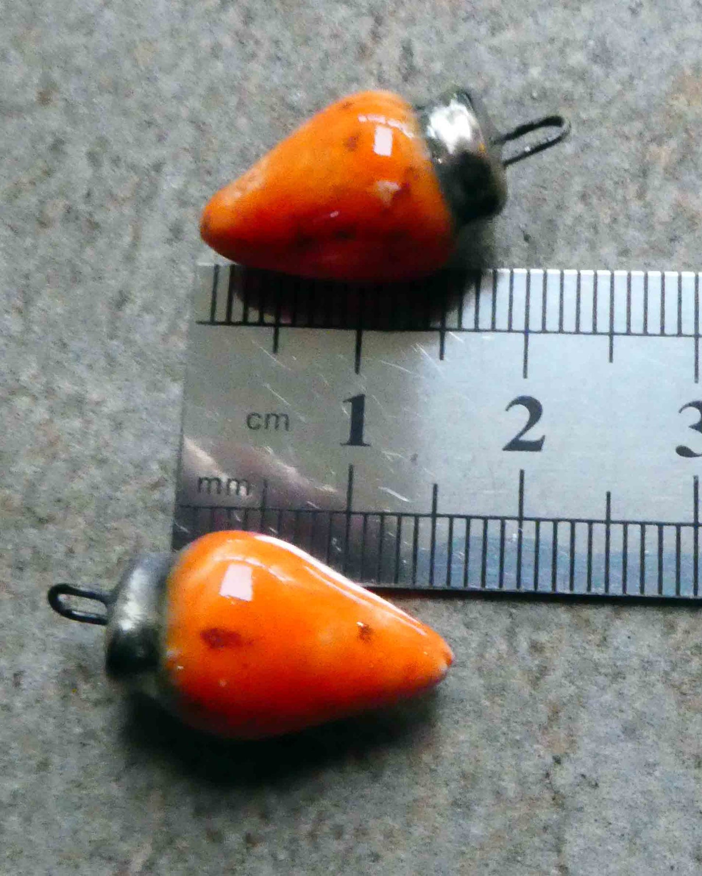 Ceramic Pointy Drop Charms - Wildfire