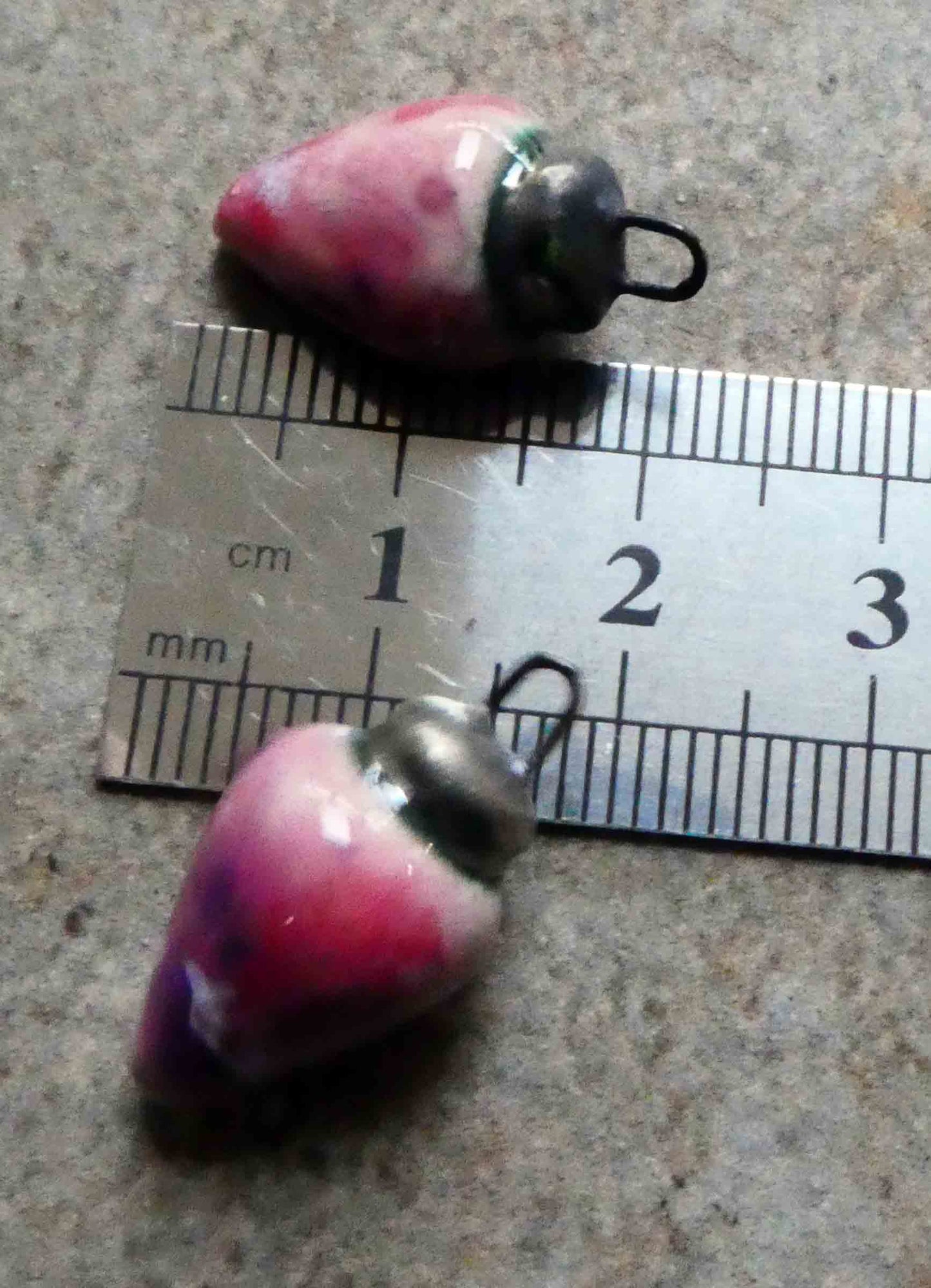 Ceramic Pointy Drop Charms - Berry Tart