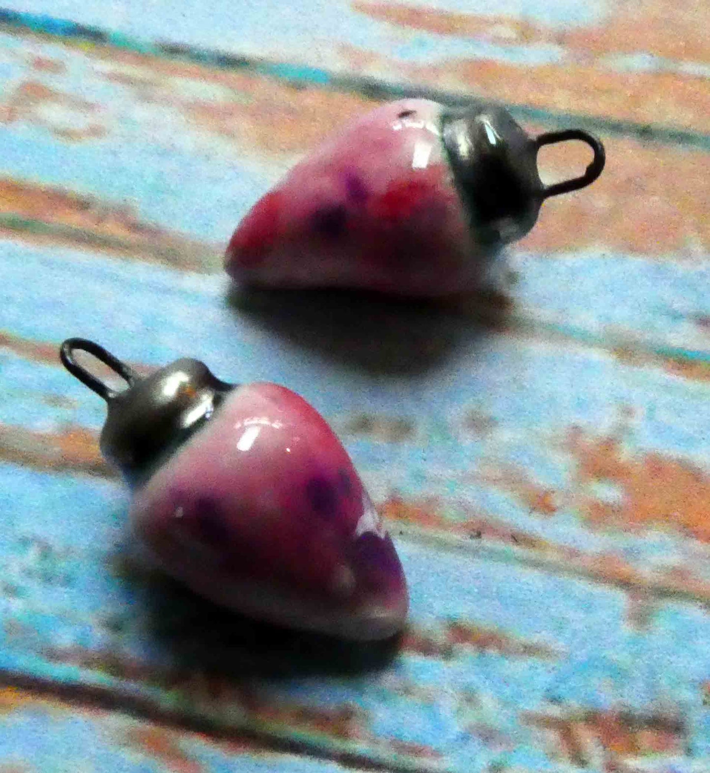 Ceramic Pointy Drop Charms - Berry Tart