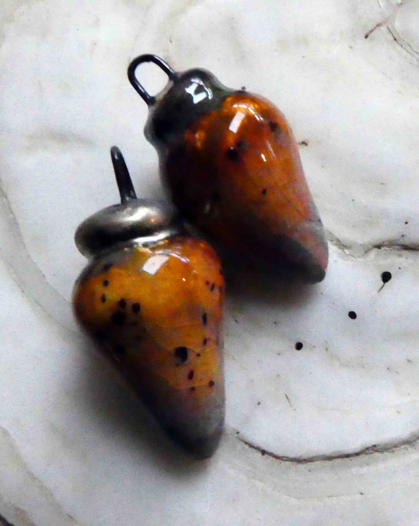 Ceramic Pointy Drop Charms - Amber Ash