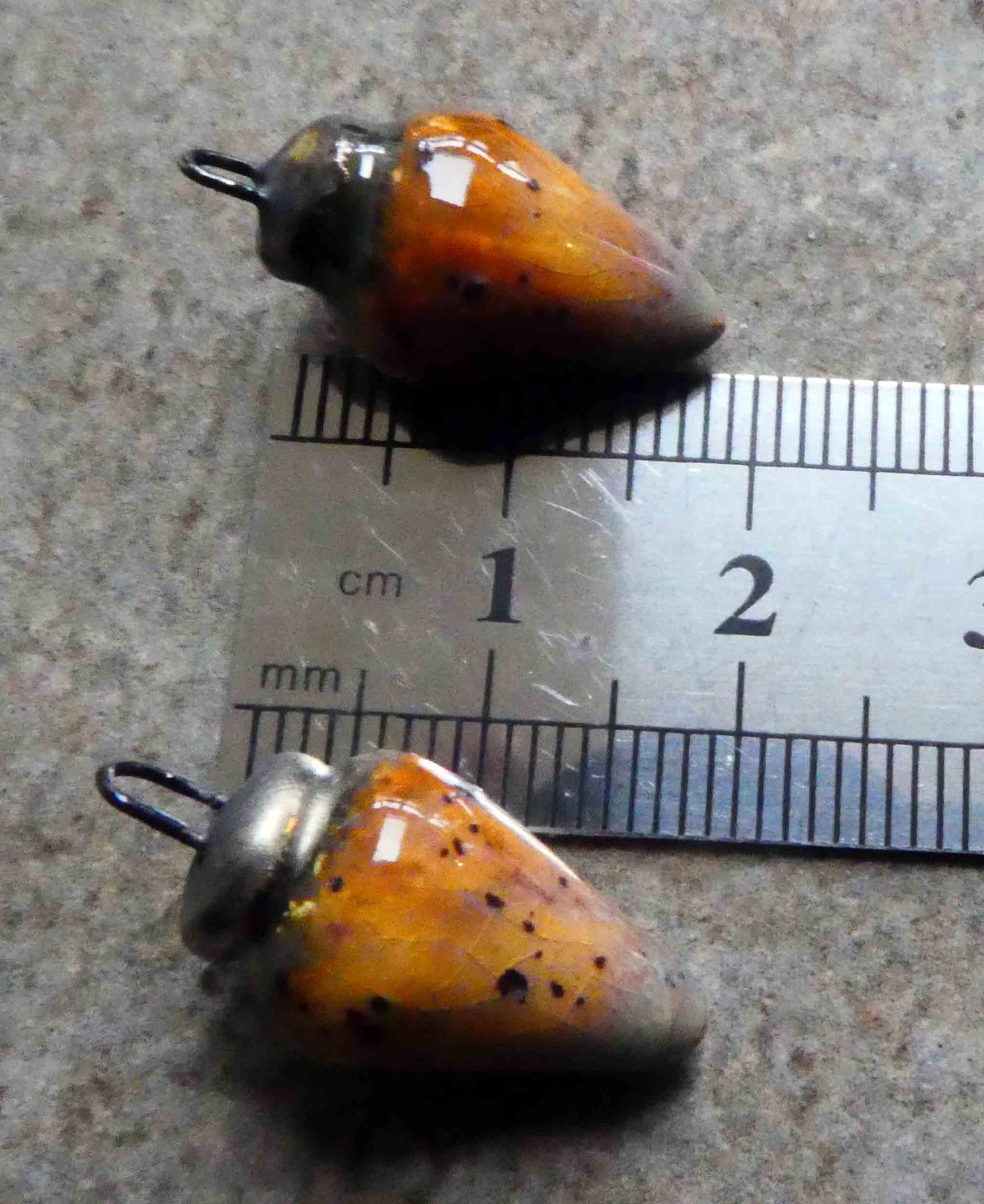 Ceramic Pointy Drop Charms - Amber Ash