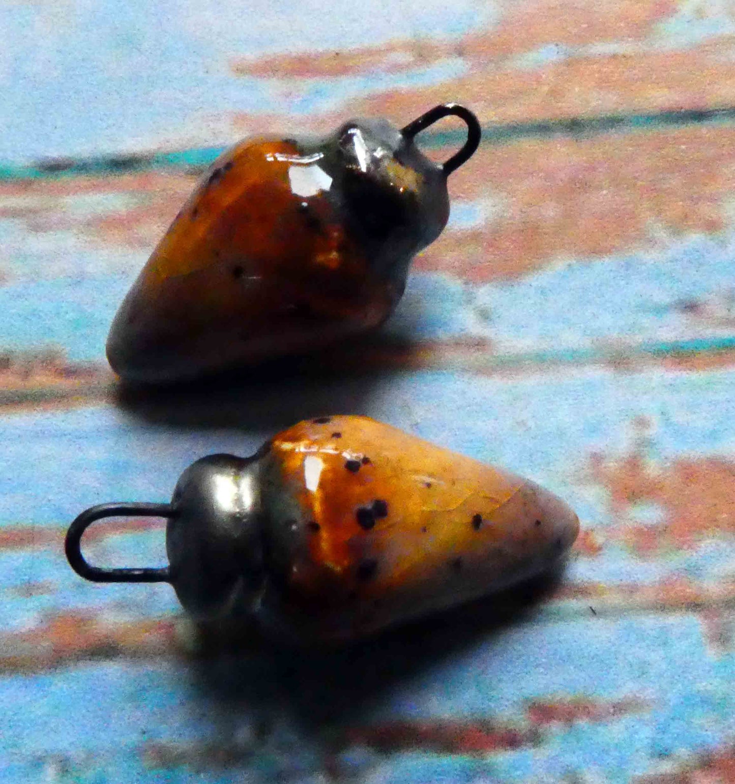 Ceramic Pointy Drop Charms - Amber Ash
