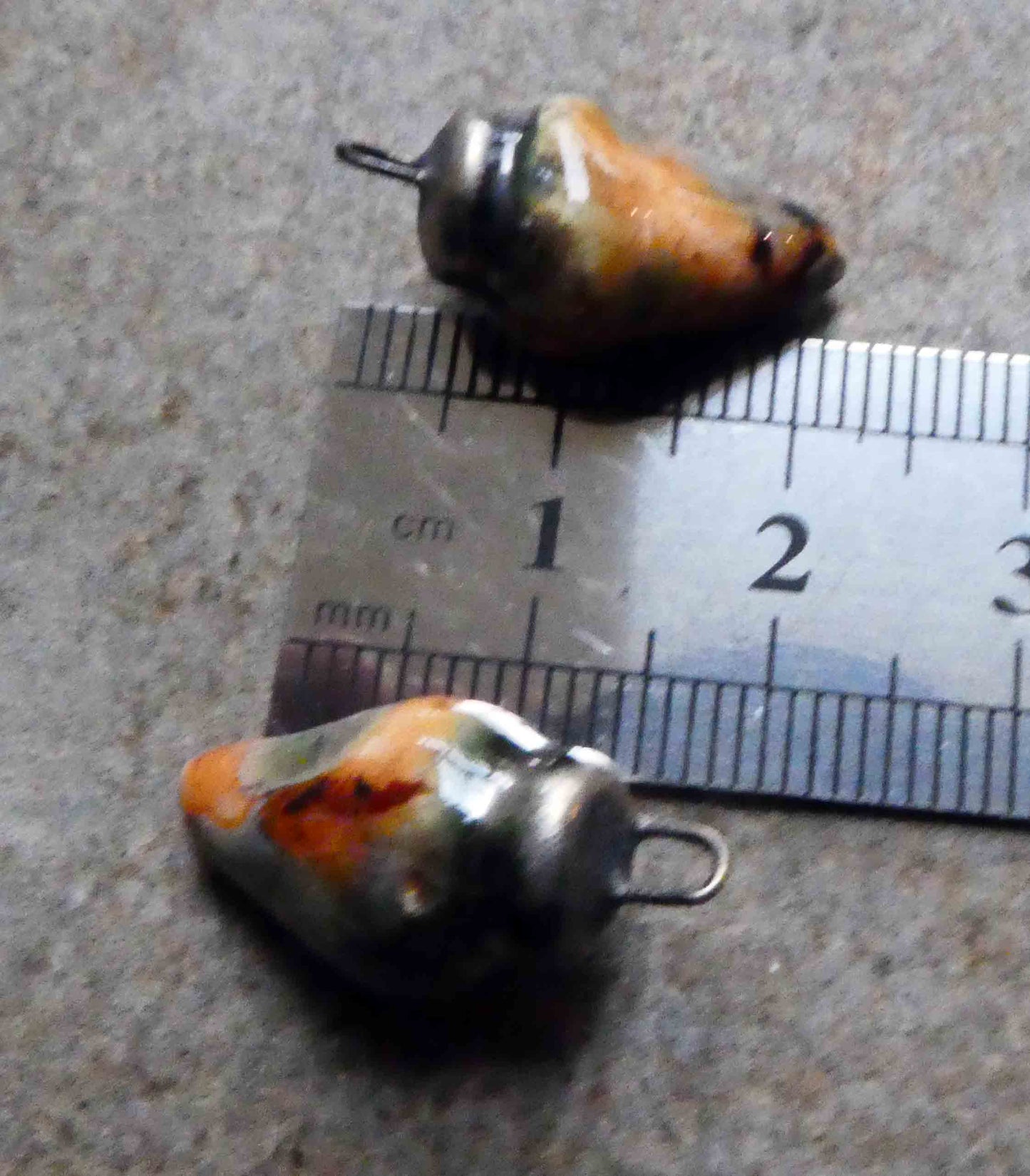 Ceramic Pointy Drop Charms - Oriental Caramel