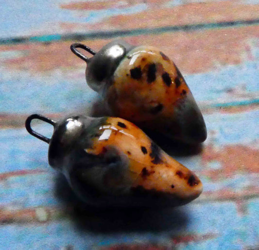 Ceramic Pointy Drop Charms - Oriental Caramel