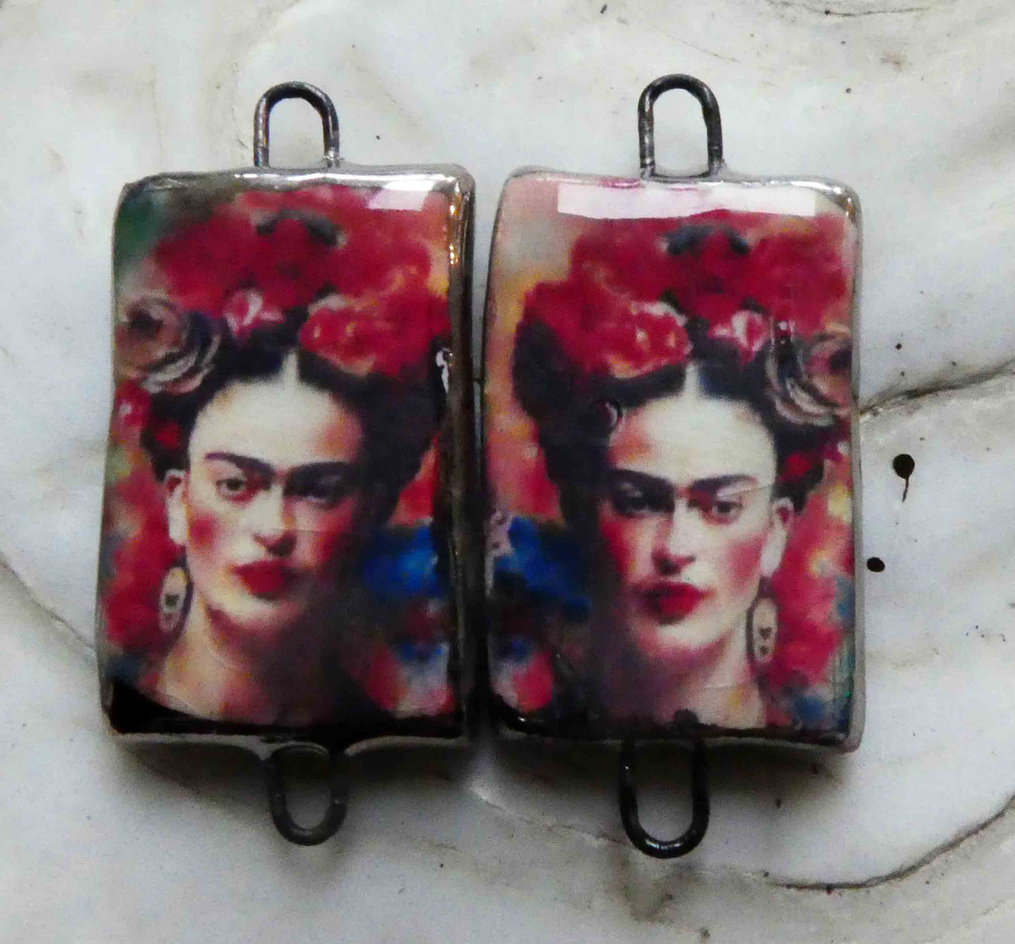 Ceramic Frida Inspired Earring Connectors - #3