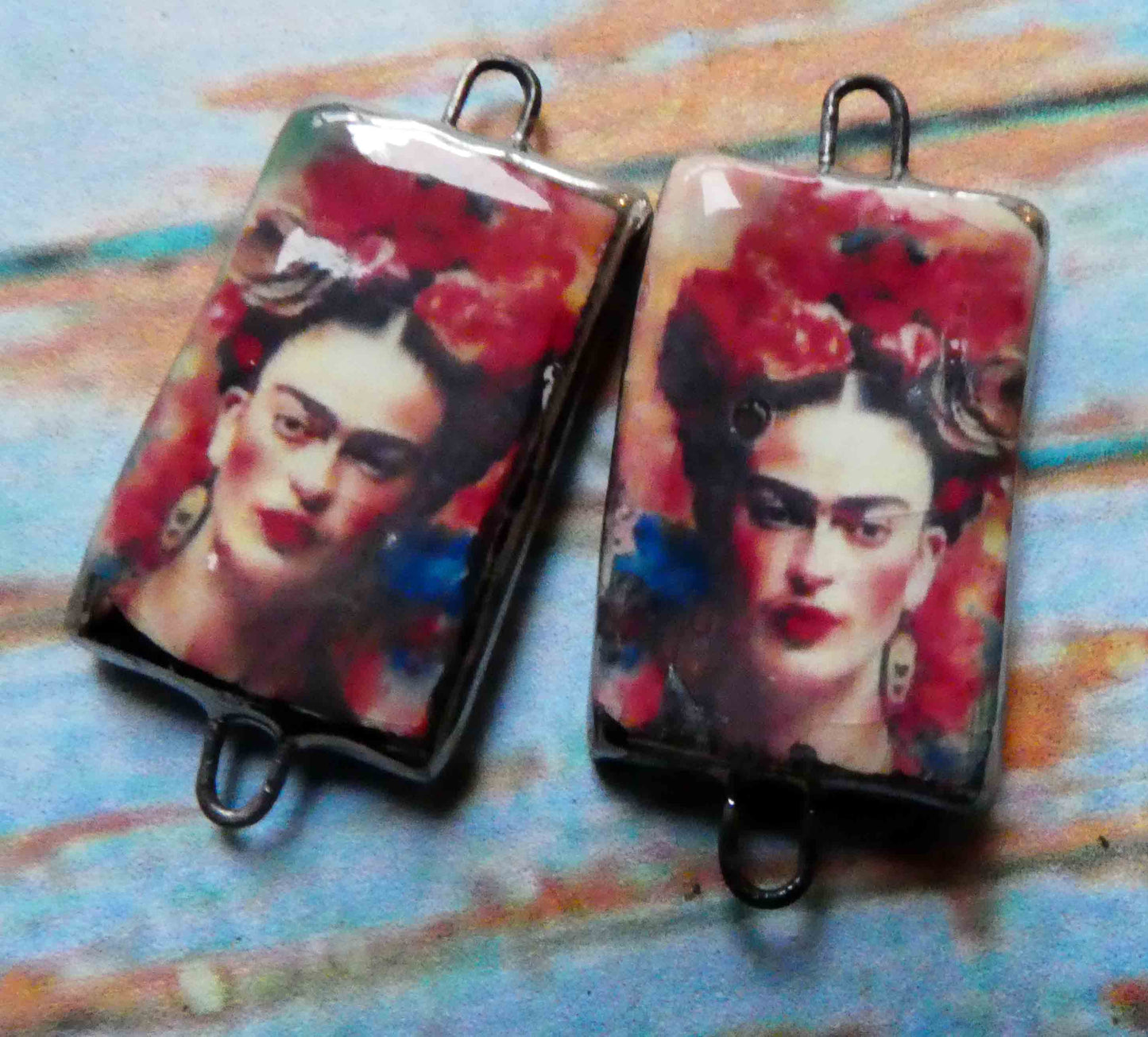 Ceramic Frida Inspired Earring Connectors - #3