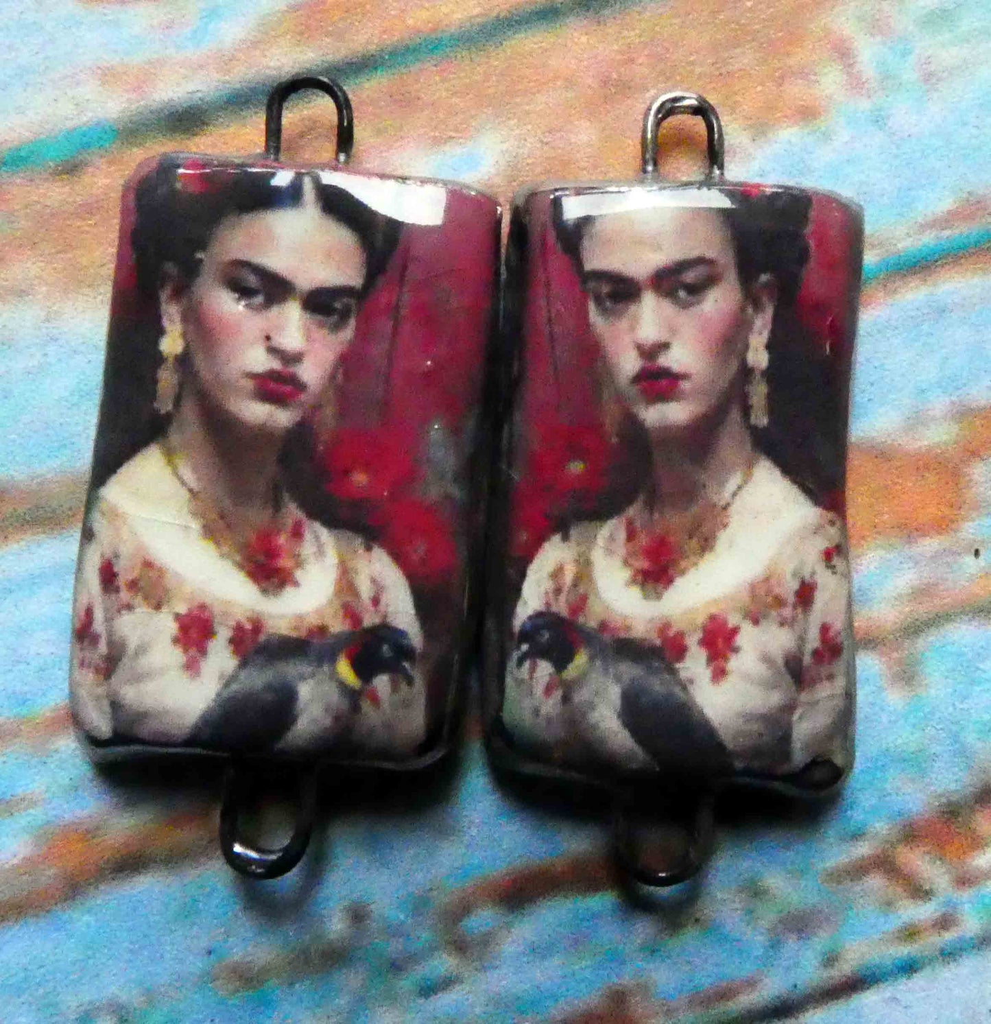 Ceramic Frida Inspired Earring Connectors - #4