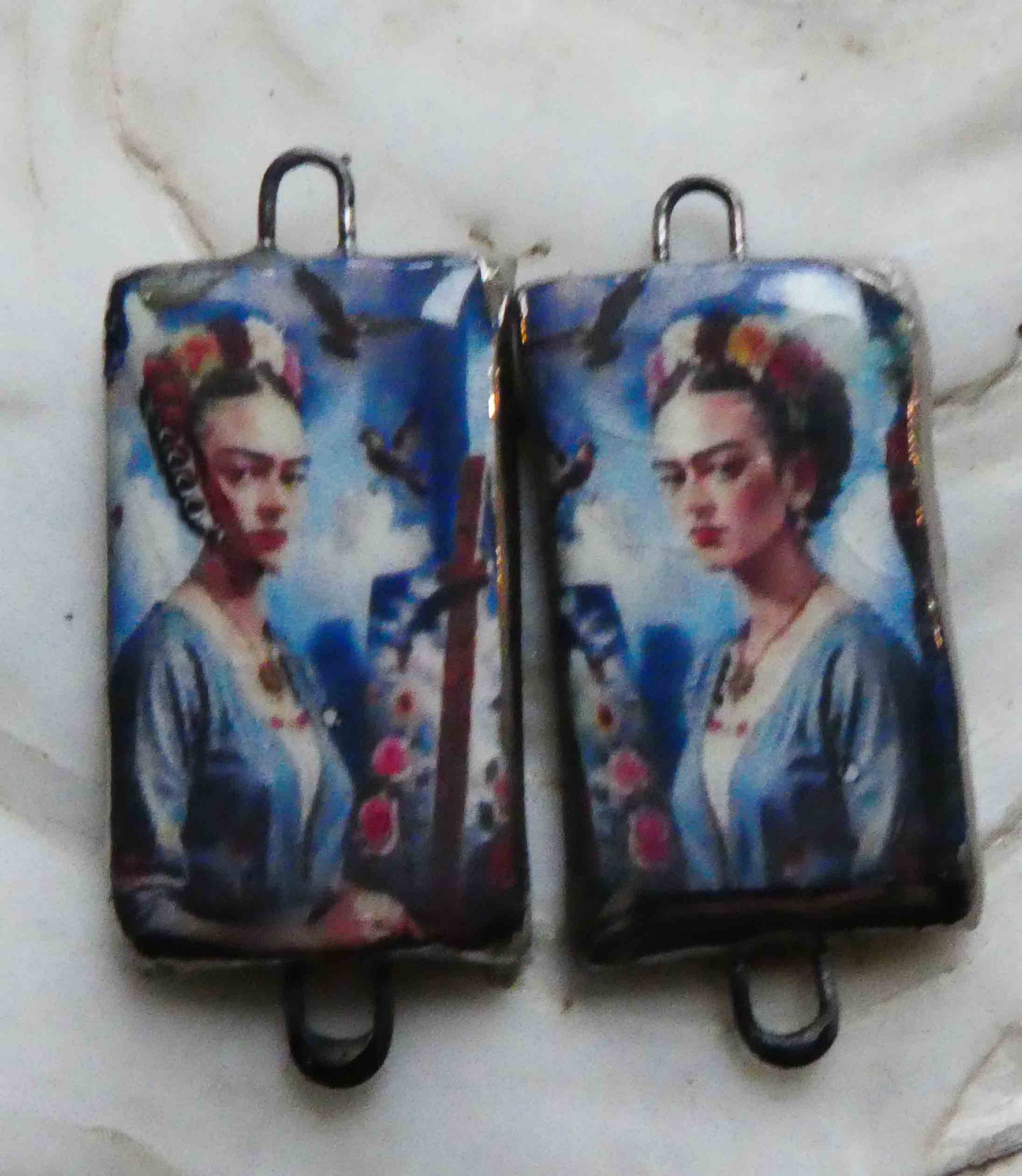 Ceramic Frida Inspired Earring Connectors - #5