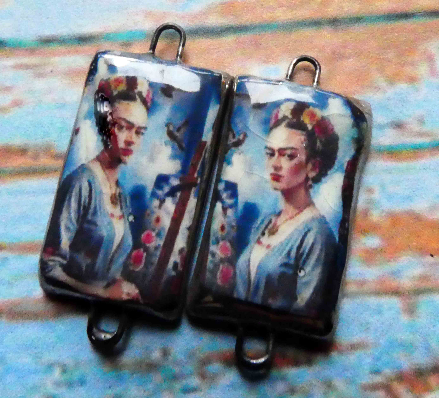 Ceramic Frida Inspired Earring Connectors - #5
