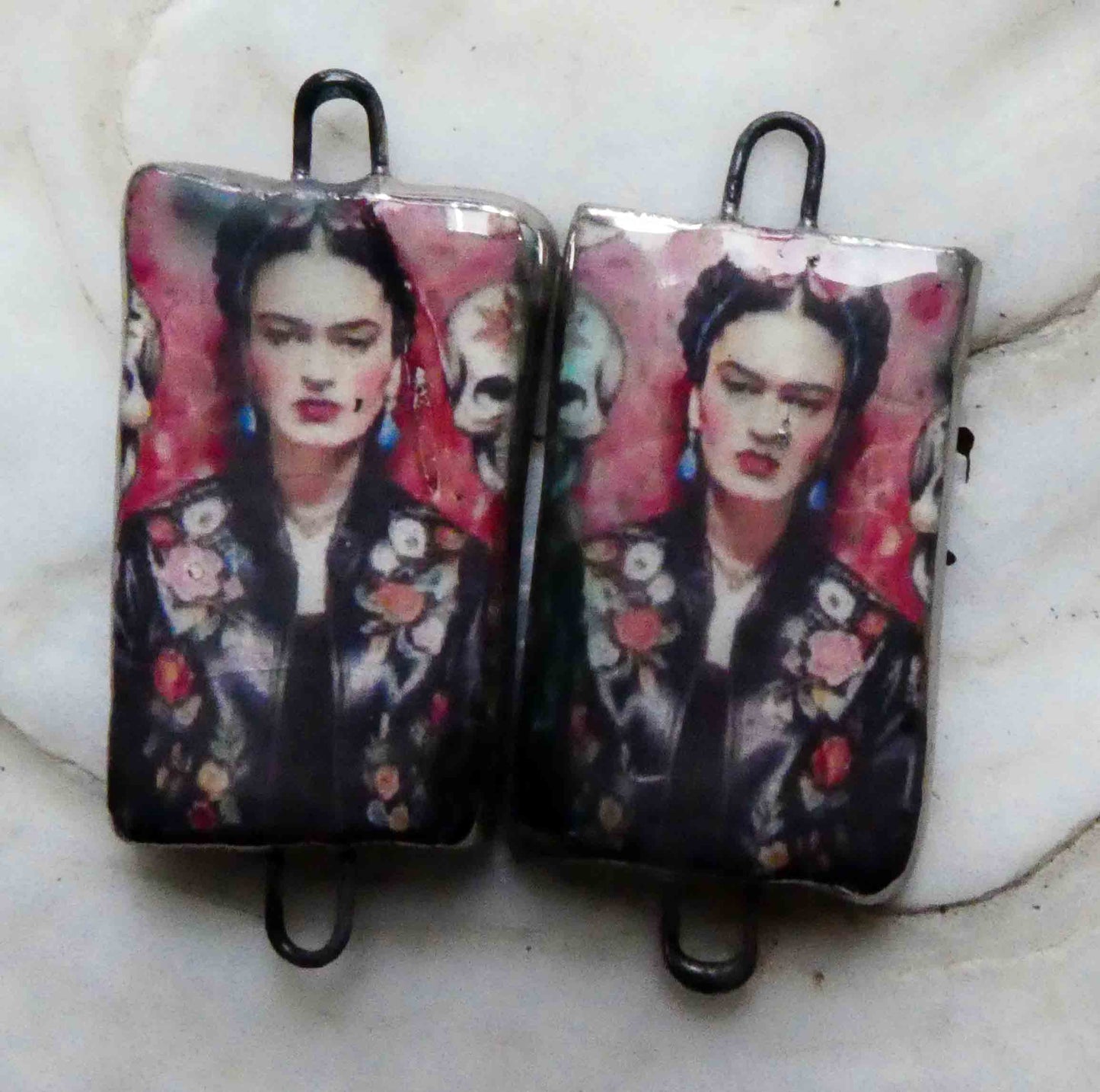 Ceramic Frida Inspired Earring Connectors - #9