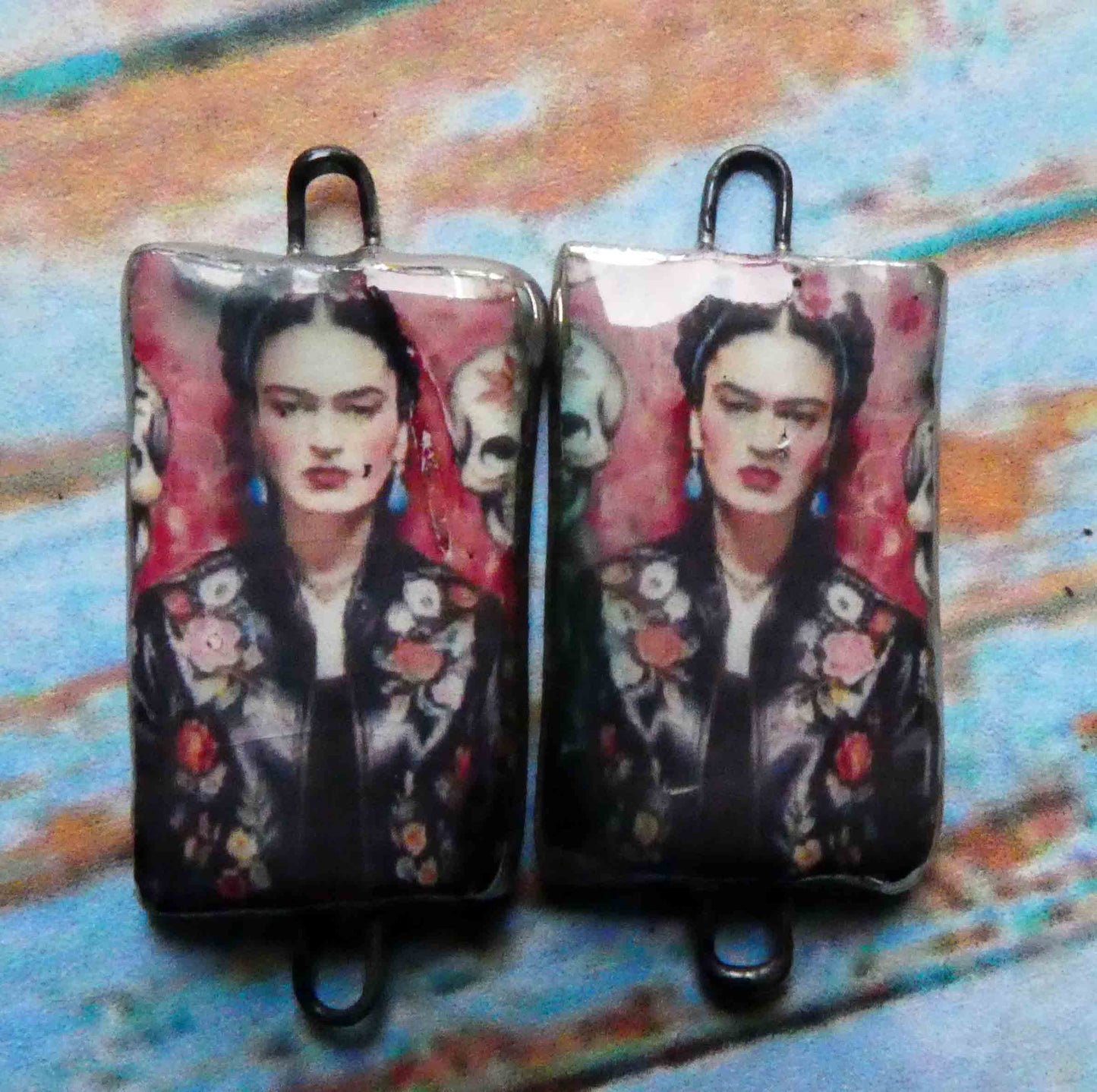 Ceramic Frida Inspired Earring Connectors - #9