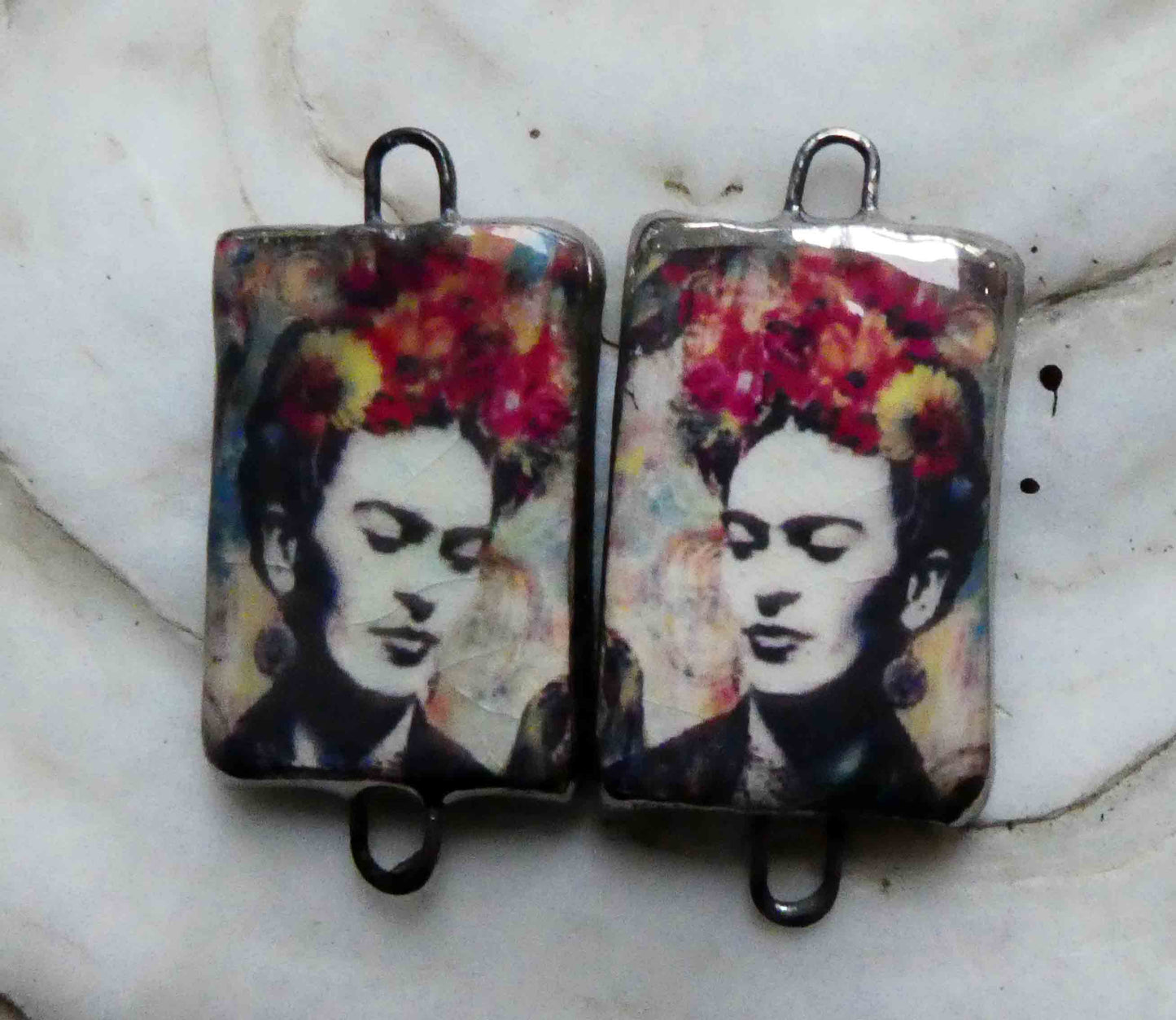 Ceramic Frida Inspired Earring Connectors - #11