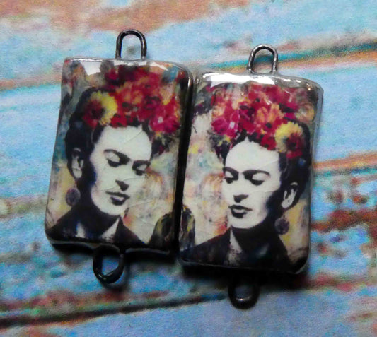 Ceramic Frida Inspired Earring Connectors - #11
