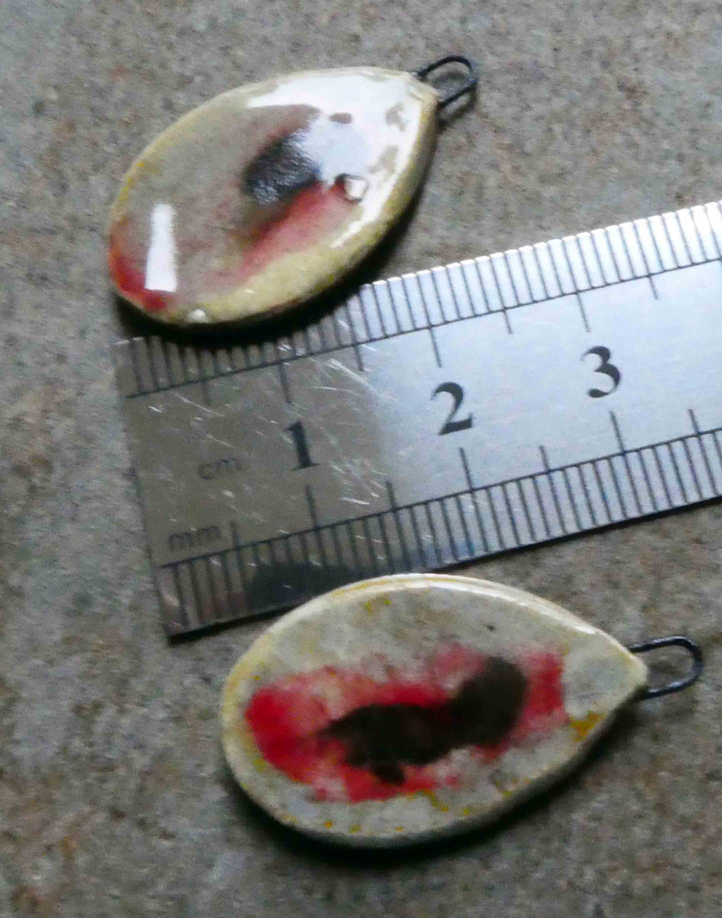 Ceramic Mixed Glaze Teardrop Charms #1