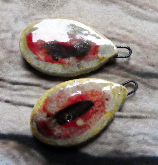 Ceramic Mixed Glaze Teardrop Charms #1