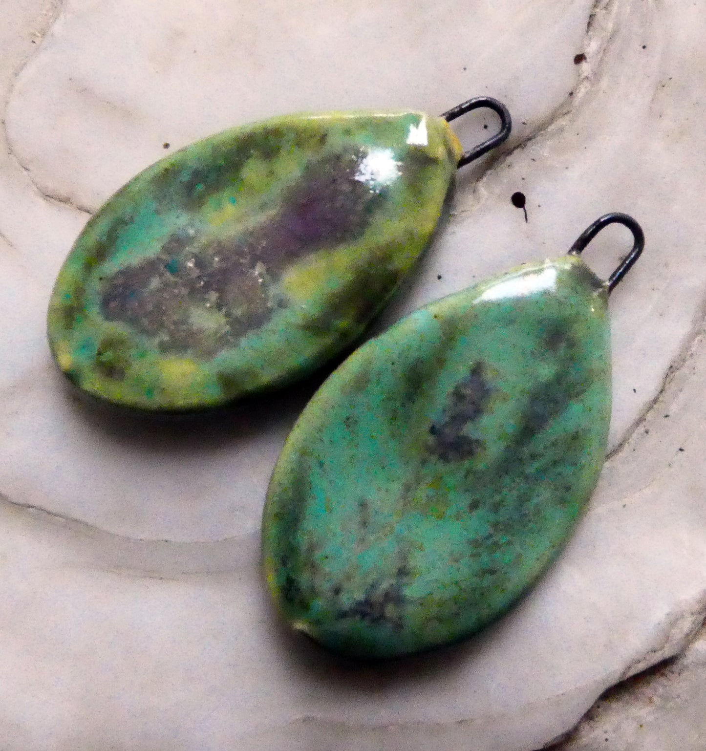 Ceramic Mixed Glaze Teardrop Charms #3