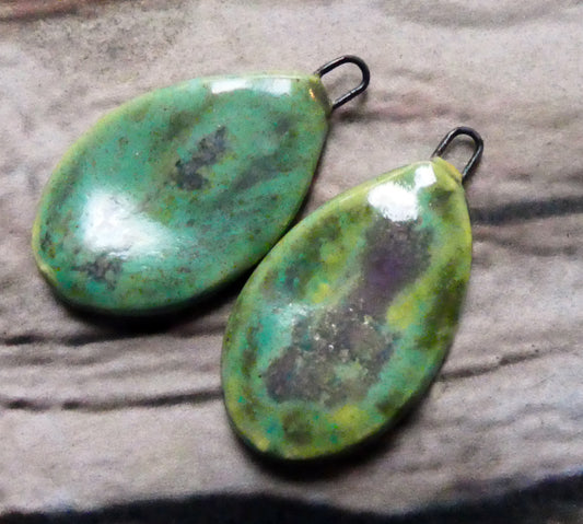 Ceramic Mixed Glaze Teardrop Charms #3