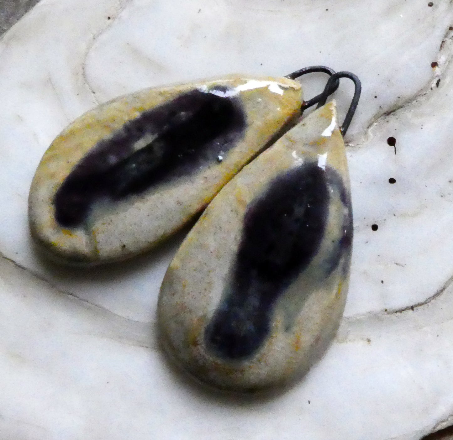 Ceramic Mixed Glaze Long Teardrop Charms #1