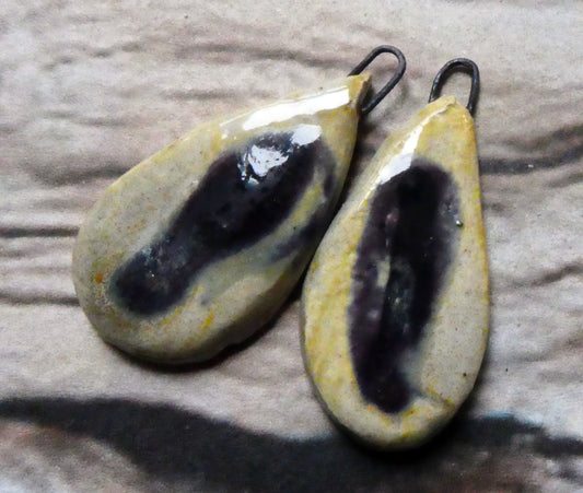 Ceramic Mixed Glaze Long Teardrop Charms #1