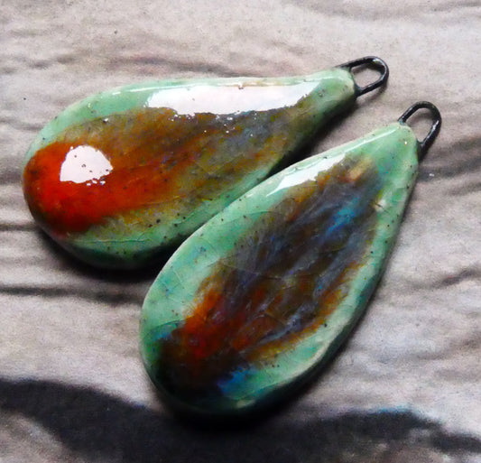 Ceramic Mixed Glaze Long Teardrop Charms #6