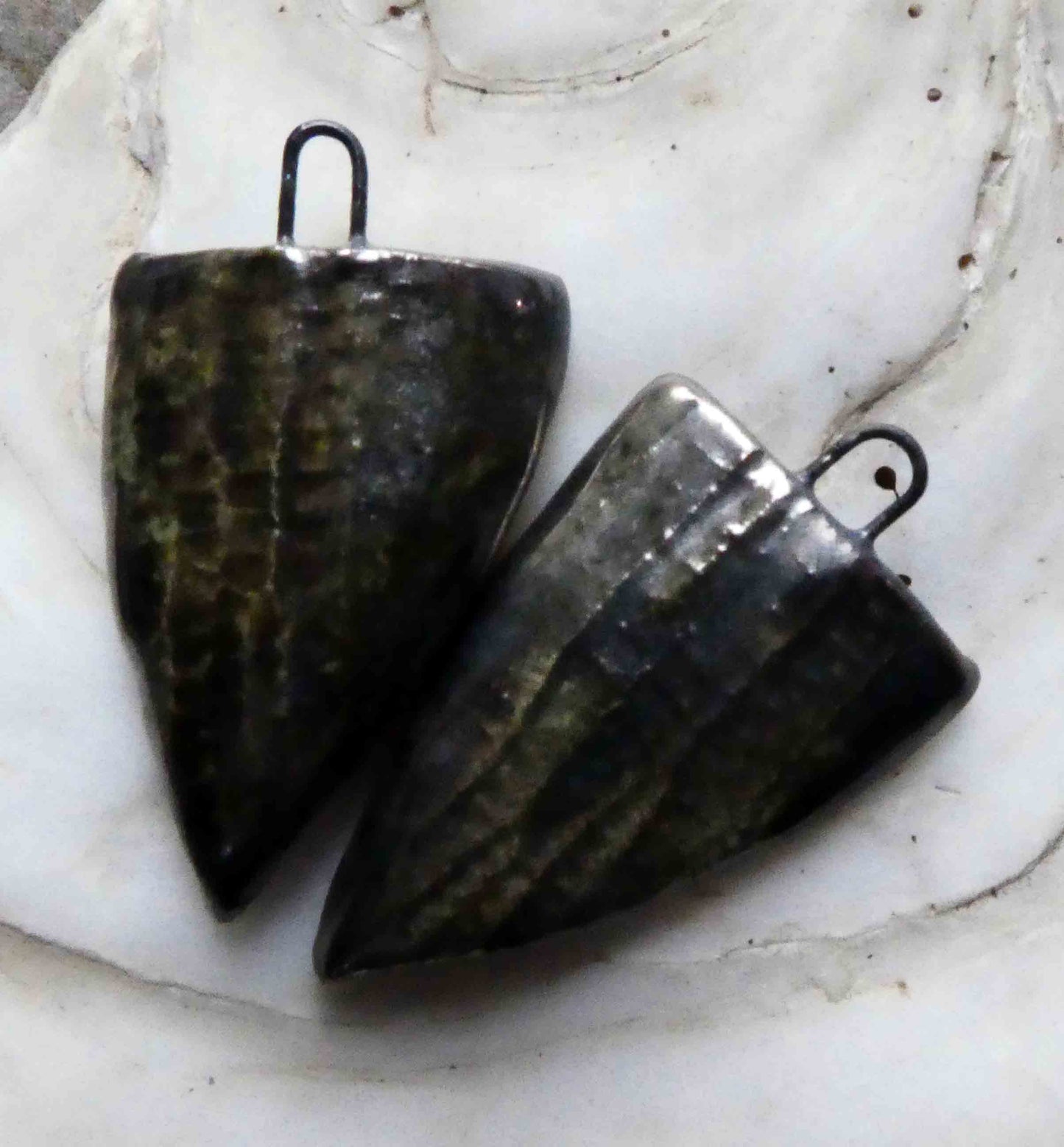 Ceramic Snake Textured Shield Charms - Reptile #1