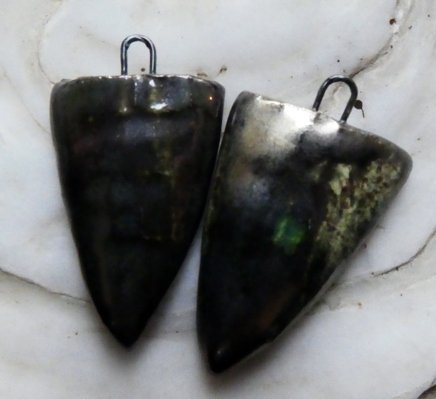 Ceramic Snake Textured Shield Charms - Reptile #2