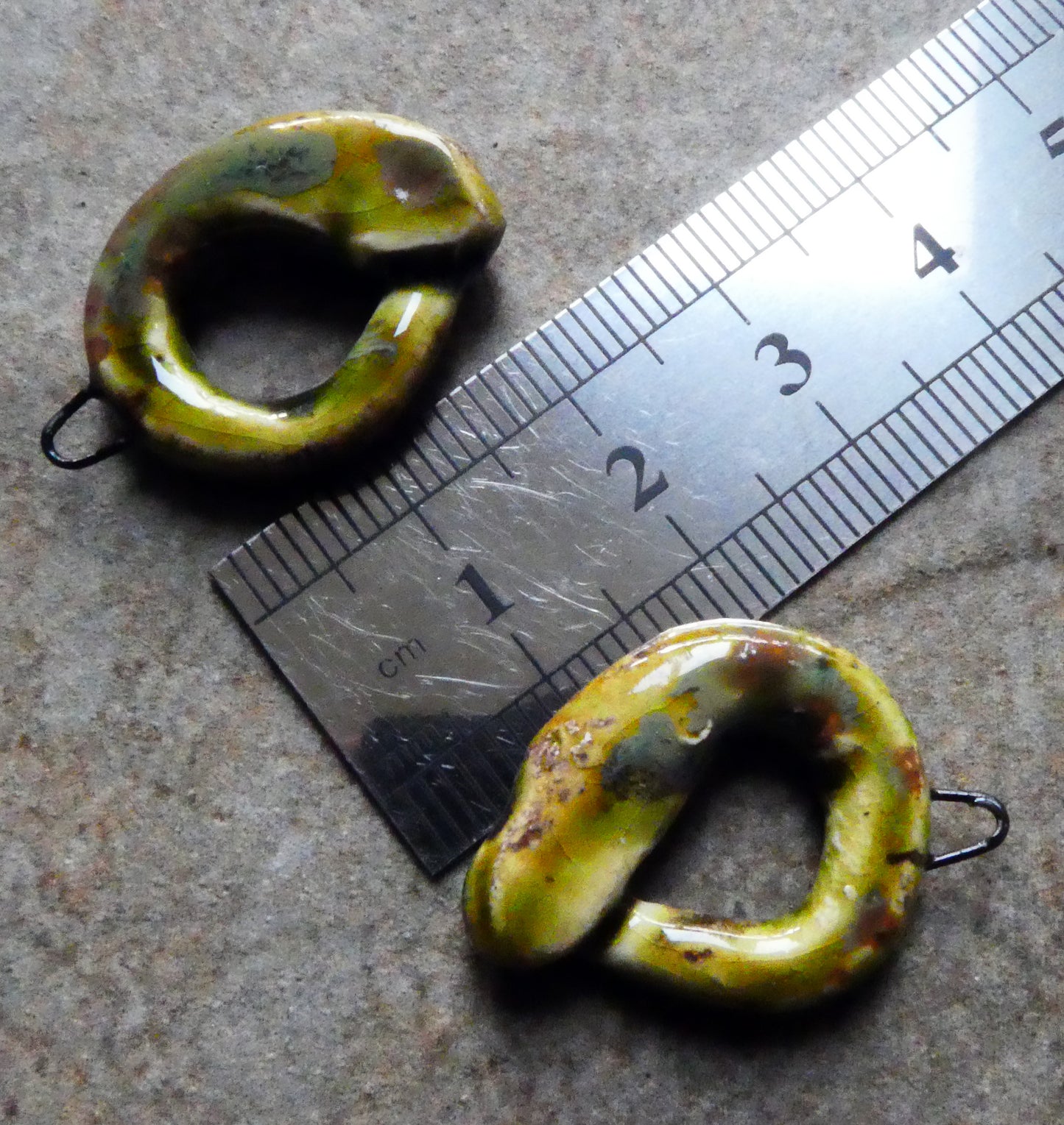 Ceramic Tail-Eating Snake Charms - Olive