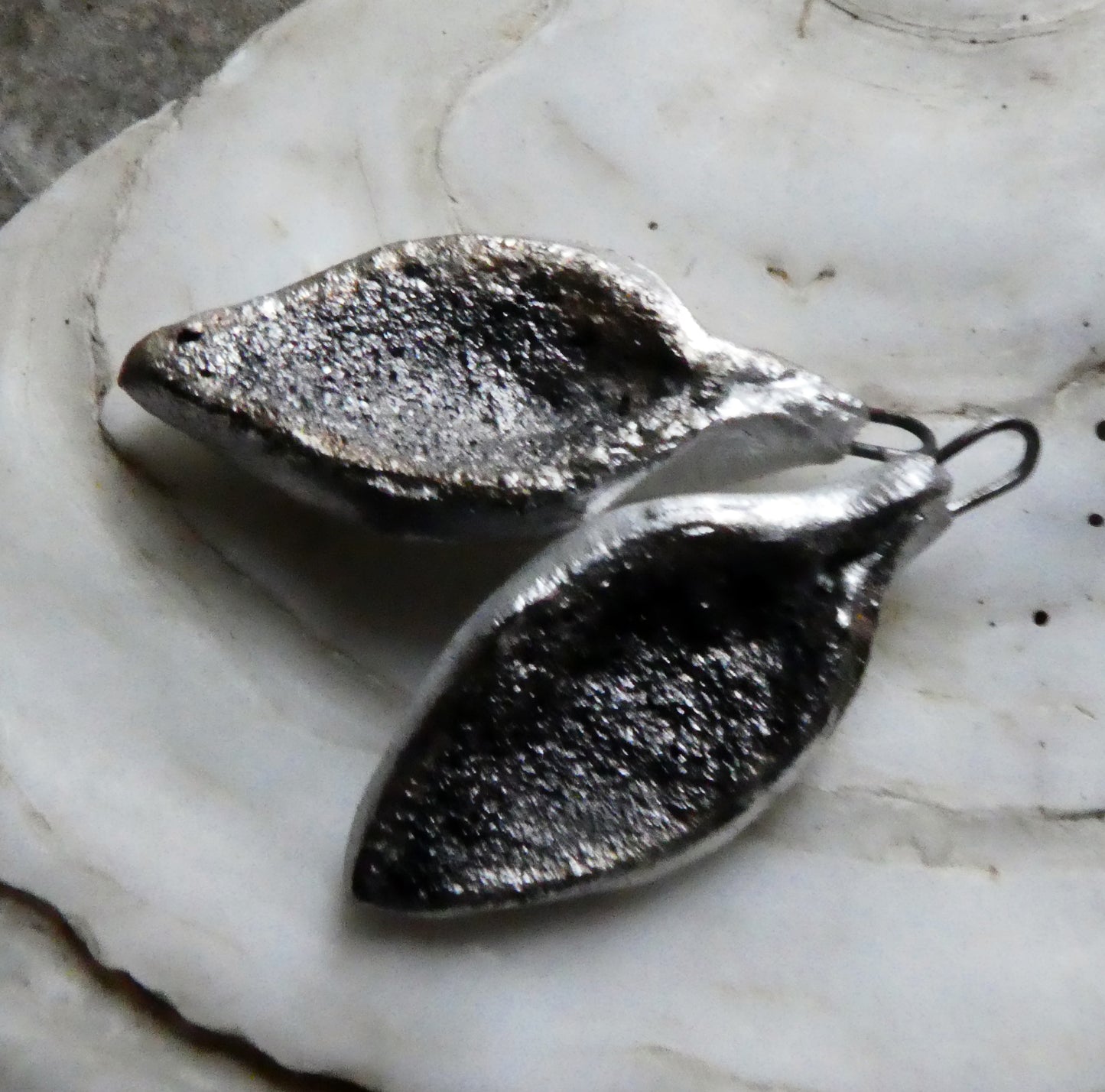 Ceramic Silvery Spangly Scoop Charms #1