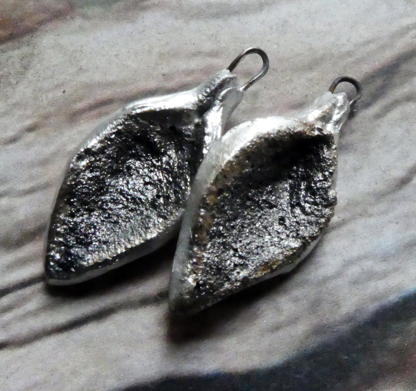 Ceramic Silvery Spangly Scoop Charms #1